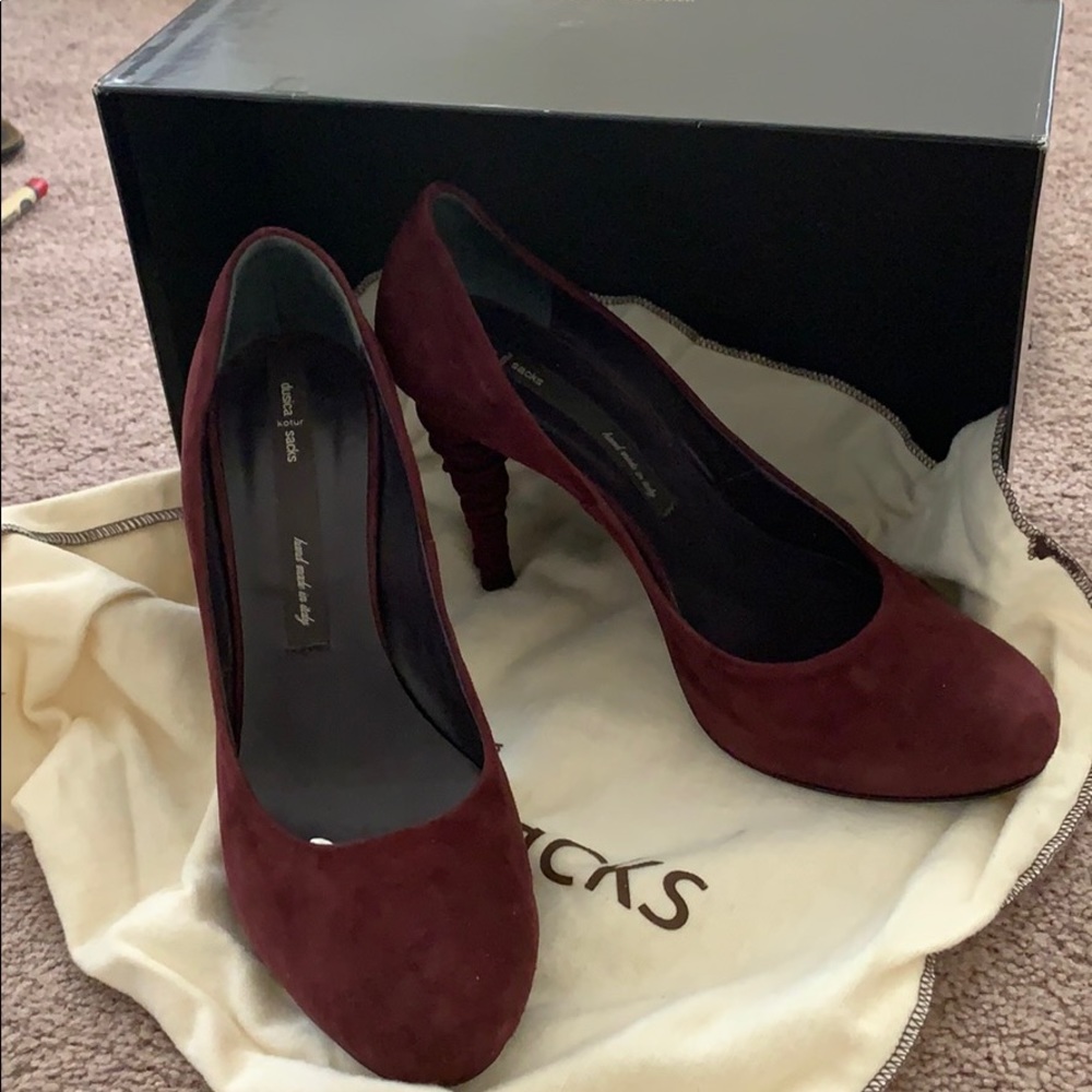 Dusica Sacks Burgundy Swede high heel shoes - Picture 3 of 5